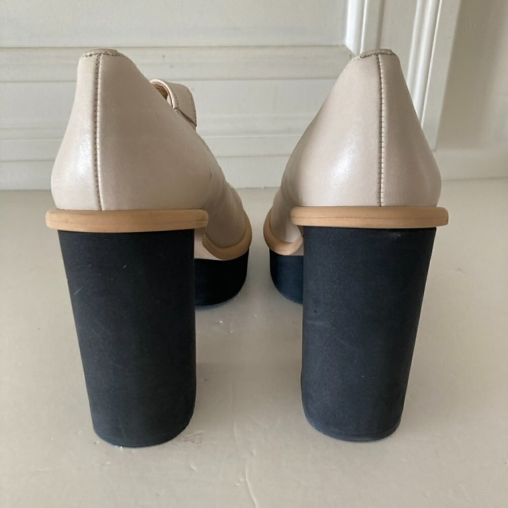 Free People Maggie MJ Ivory Leather Platform Heels Sz 41 - Picture 5 of 8